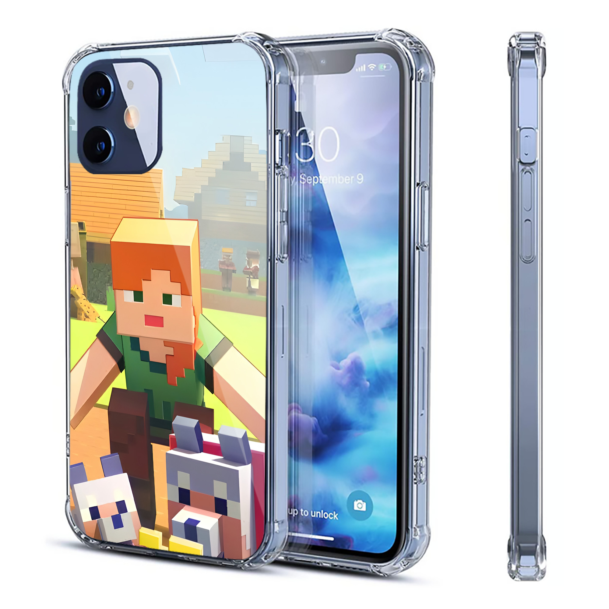 （画像用） マインクラフト ブロックの世界 Minecraft MC Block world 【iPhone 12シリーズ対応】透明スマホケース（クリアソフトケース）